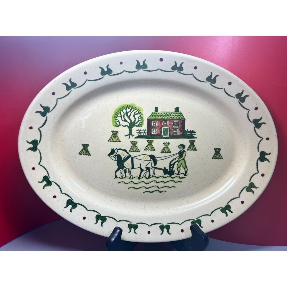 Metlox PoppyTrail Provincial Vernon Homestead Large Platter Ceramic Vintage 13"